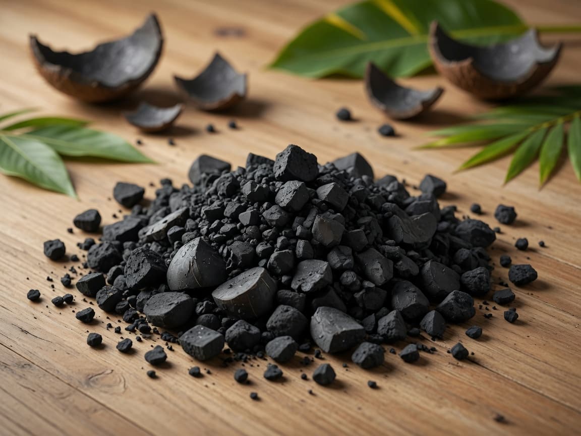 Coarse 5–10 mm coconut charcoal granules