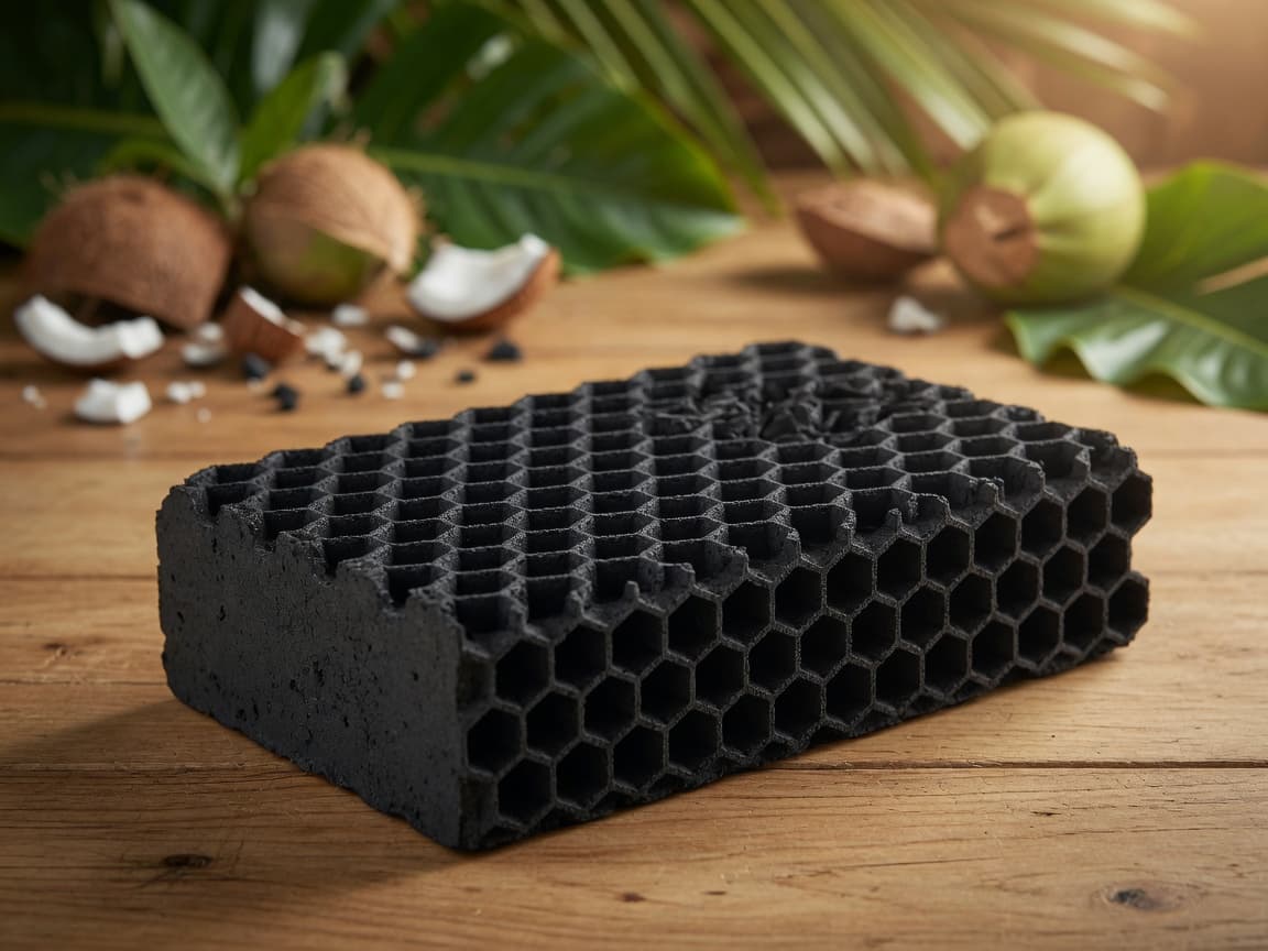 Honeycomb coconut charcoal briquette block
