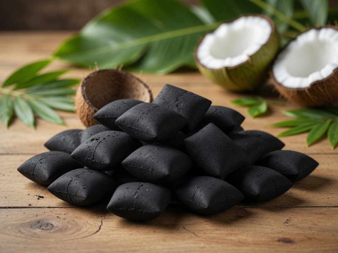 Pillow shape BBQ coconut charcoal briquettes