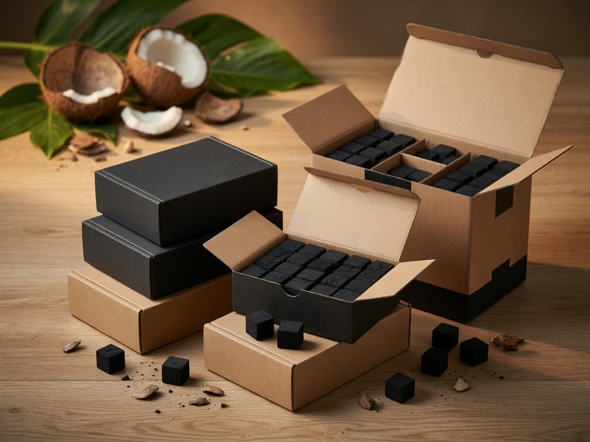 Shisha charcoal retail packaging with inner boxes and master carton
